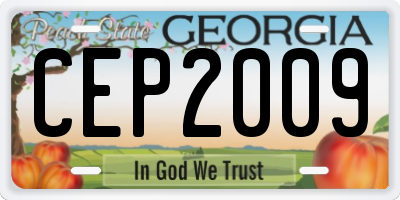 GA license plate CEP2009