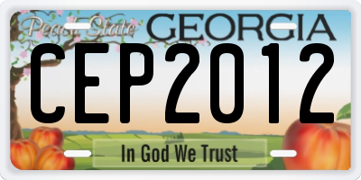GA license plate CEP2012