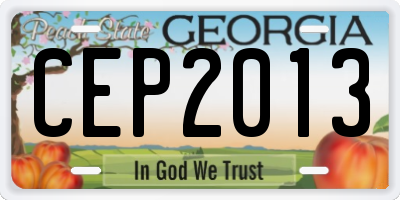 GA license plate CEP2013