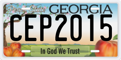 GA license plate CEP2015