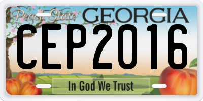GA license plate CEP2016