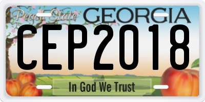 GA license plate CEP2018