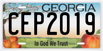 GA license plate CEP2019