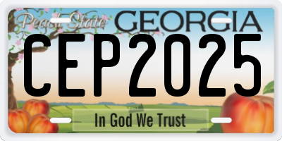 GA license plate CEP2025