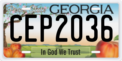 GA license plate CEP2036