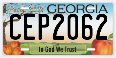 GA license plate CEP2062