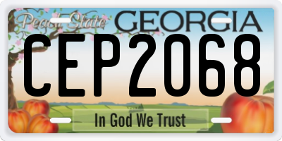 GA license plate CEP2068