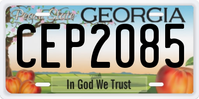 GA license plate CEP2085