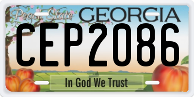 GA license plate CEP2086