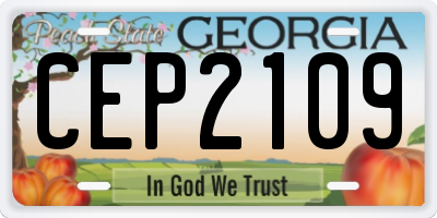 GA license plate CEP2109