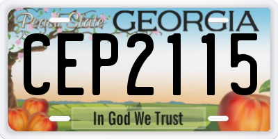 GA license plate CEP2115