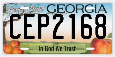 GA license plate CEP2168