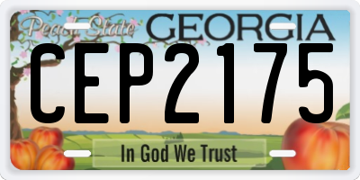 GA license plate CEP2175