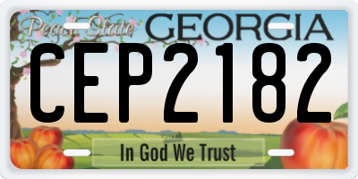 GA license plate CEP2182