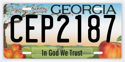 GA license plate CEP2187