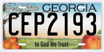 GA license plate CEP2193