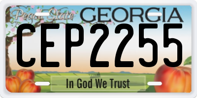 GA license plate CEP2255