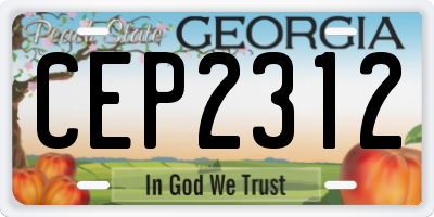 GA license plate CEP2312