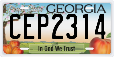 GA license plate CEP2314