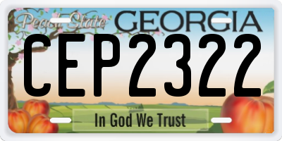 GA license plate CEP2322