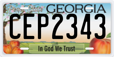 GA license plate CEP2343