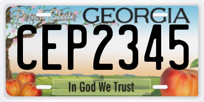 GA license plate CEP2345