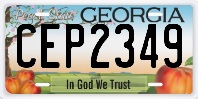 GA license plate CEP2349
