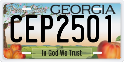 GA license plate CEP2501