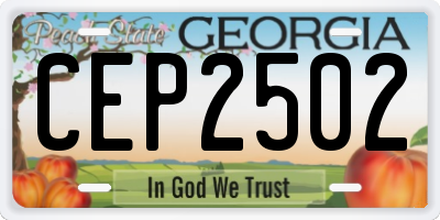 GA license plate CEP2502