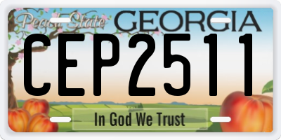 GA license plate CEP2511