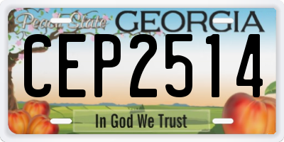 GA license plate CEP2514