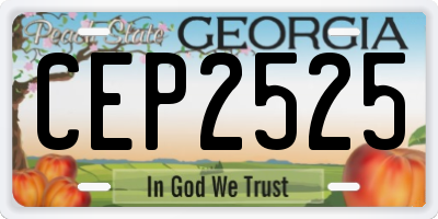 GA license plate CEP2525