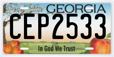 GA license plate CEP2533