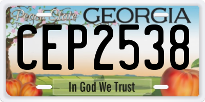 GA license plate CEP2538
