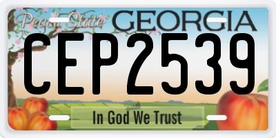 GA license plate CEP2539