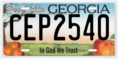 GA license plate CEP2540