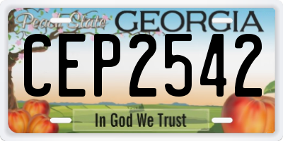GA license plate CEP2542