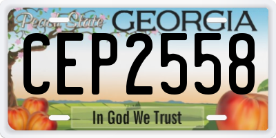 GA license plate CEP2558