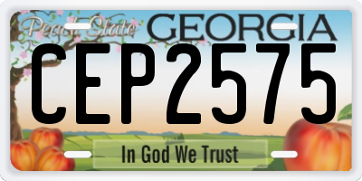 GA license plate CEP2575