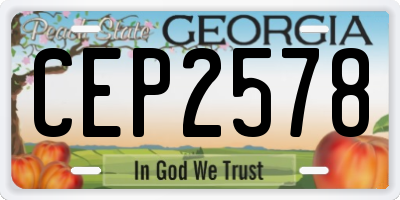 GA license plate CEP2578