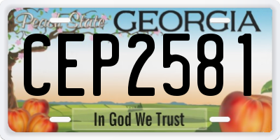 GA license plate CEP2581