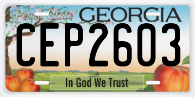 GA license plate CEP2603