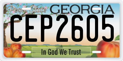 GA license plate CEP2605