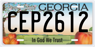 GA license plate CEP2612