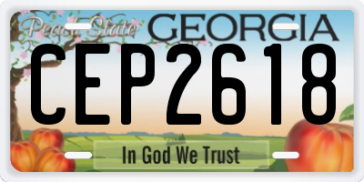 GA license plate CEP2618