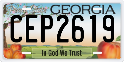GA license plate CEP2619