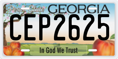 GA license plate CEP2625