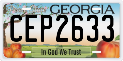 GA license plate CEP2633