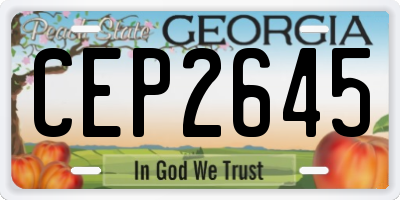 GA license plate CEP2645