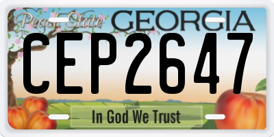 GA license plate CEP2647